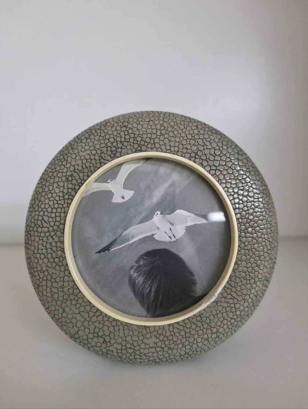 Williams Sonoma Faux Shagreen Gray Round and Square Mini Frames